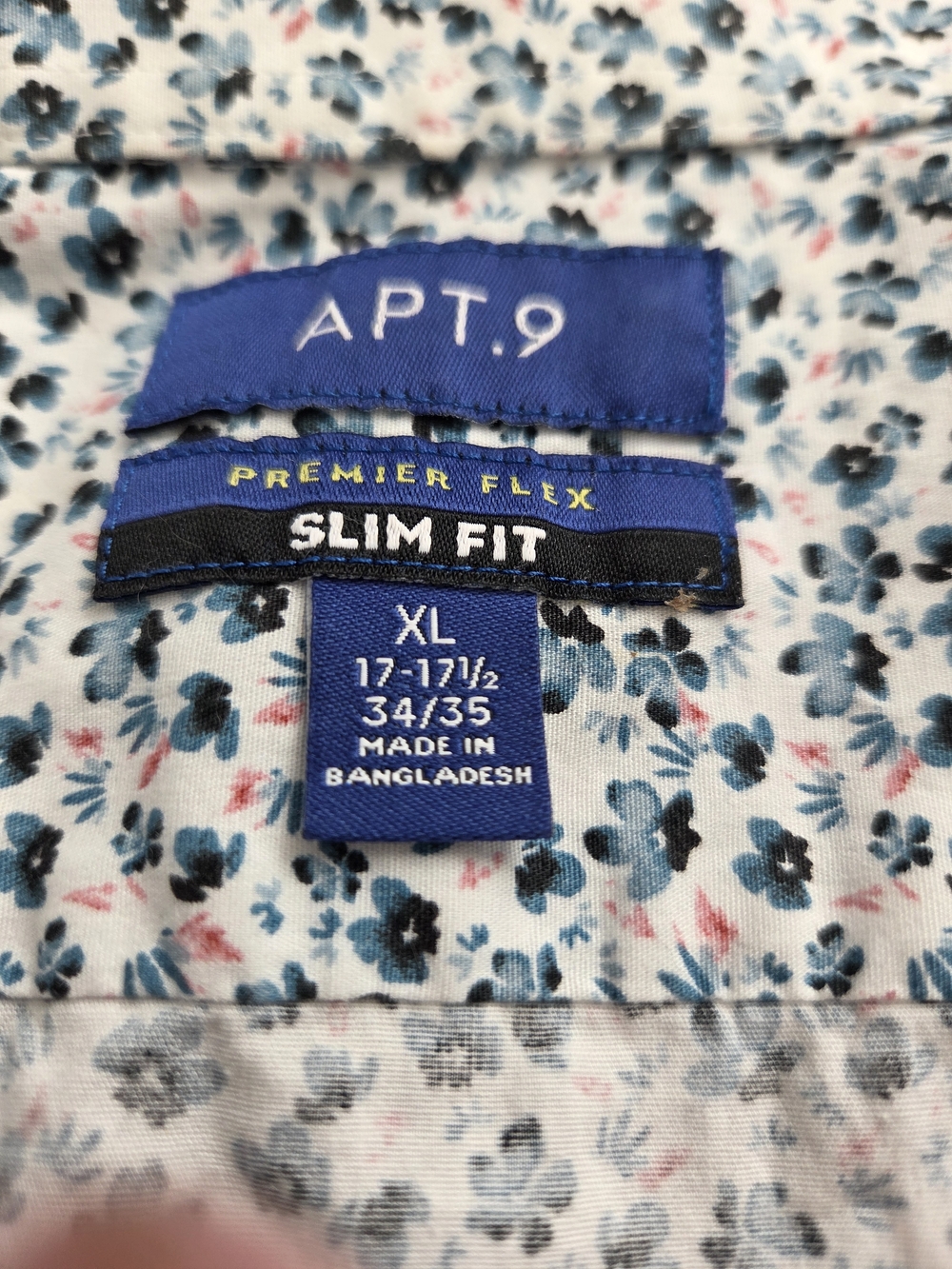 Apt. 9 White Floral Slim Fit Button-Up Shirt with Blue & Pink Flowers